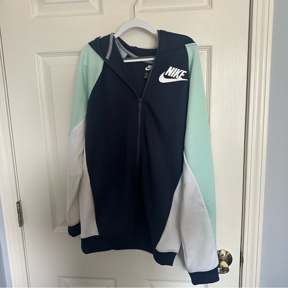 Nike Black Mint and White Colorblock Zip Hoodie
